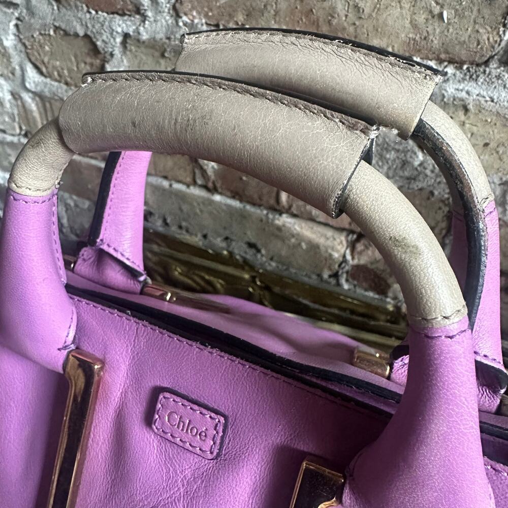 Vintage Chloe Ethel Purple Leather 2 Way Satchel - Picture 9 of 14